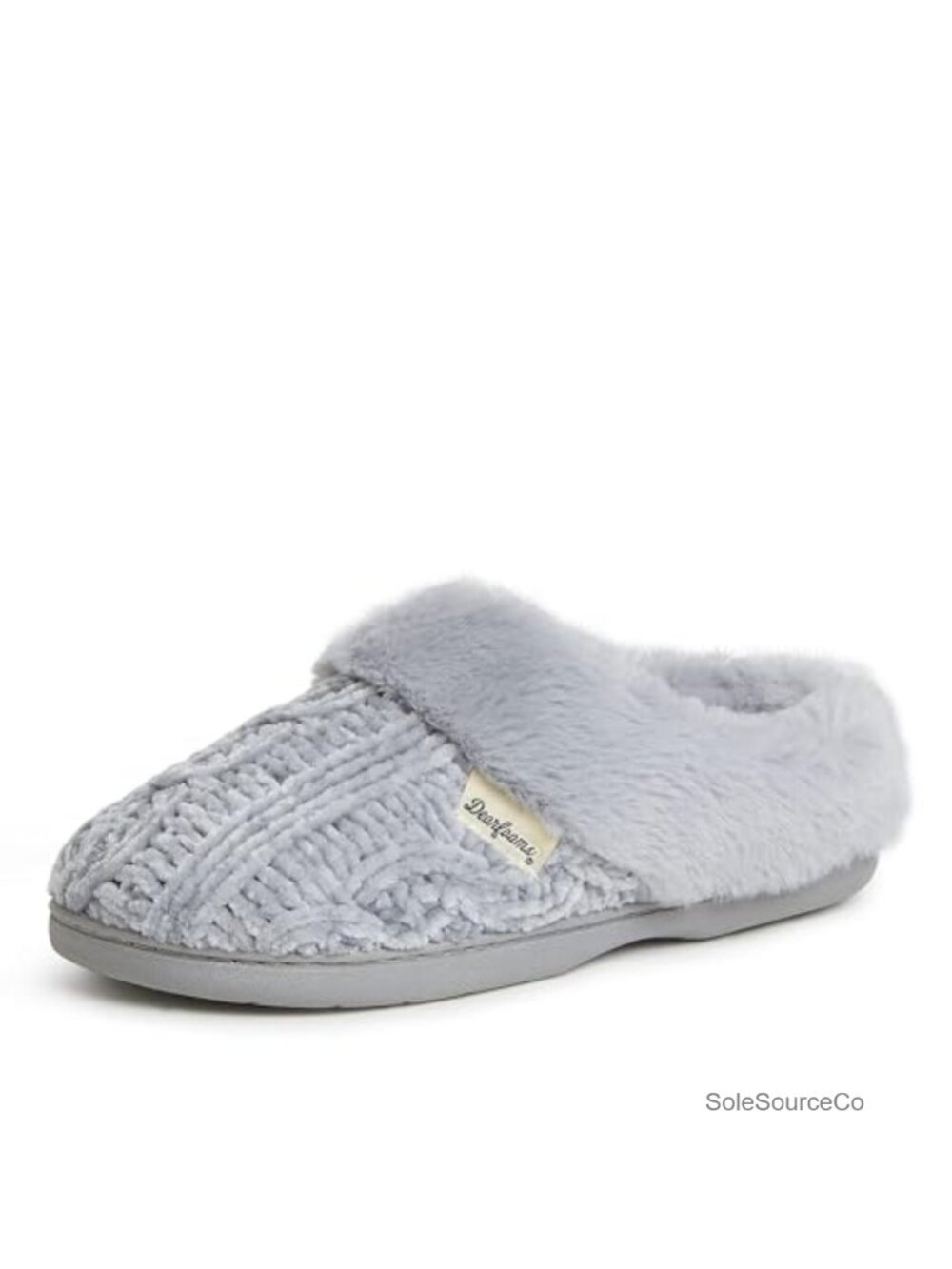 Fuzzy Memory Foam Cable Knit Clog Slippers with Wide Widths - Cozy